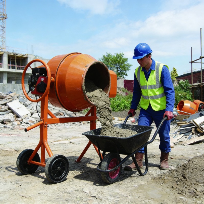 Concrete Mixer Small - Mini Cement Mixer Electric Portable 120L