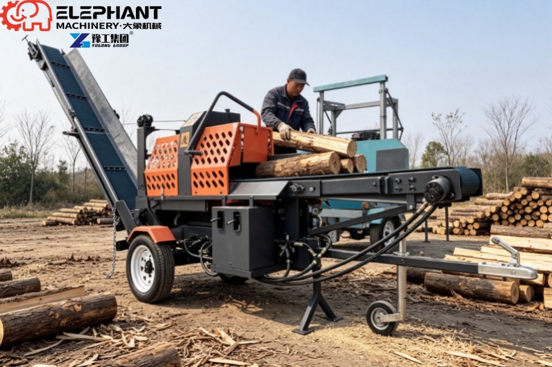 Log Splitter Electric - Portable 10 Ton Hydraulic Wood Splitter