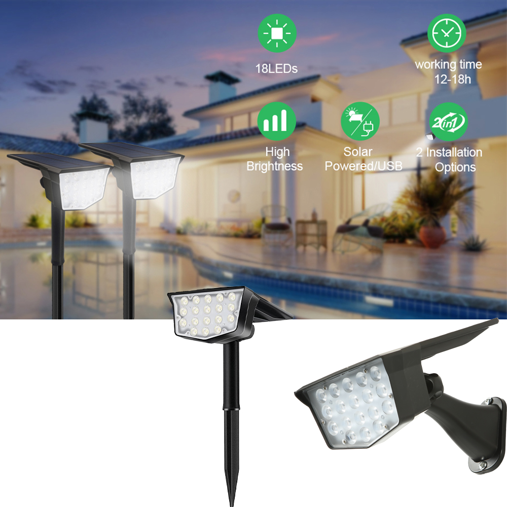 2Pcs Solar Outdoor Spot Lights - Power Switch Outdoor ulasan dan harga